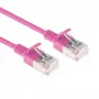 Cabo de rede Slimline Datacenter ACT Rosa 0,15 m LSZH U/FTP CAT6A sem patilha com fichas RJ45