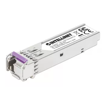 Módulo transceptor ótico SFP Intellinet Gigabit Fiber WDM Bi-Directional 1000Base-BX-U (LC) porta monomodo, 80 km, BiDi WDM (RX1550/TX1490), compatível com MSA para máxima compatibilidade, Prateado