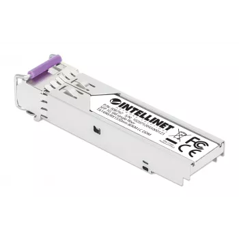 Módulo transceptor ótico SFP Intellinet Gigabit Fiber WDM Bi-Directional 1000Base-BX-U (LC) porta monomodo, 80 km, BiDi WDM (RX1550/TX1490), compatível com MSA para máxima compatibilidade, Prateado