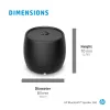HP preto altifalante Bluetooth 360, com fios e sem fios, altifalante portátil mono, preto, cilíndrico, botões, universal