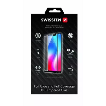 Protetor de ecrã temperado SWISSTEN 3D Full Glue para Samsung Galaxy S20 Ultra — cobertura total, preto