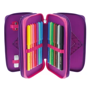 Estojo TriCase Dip Dye Herlitz 31 peças rosa lilás poliéster 190x115x70 mm