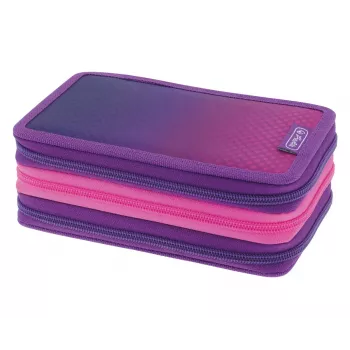 Estojo TriCase Dip Dye Herlitz 31 peças rosa lilás poliéster 190x115x70 mm