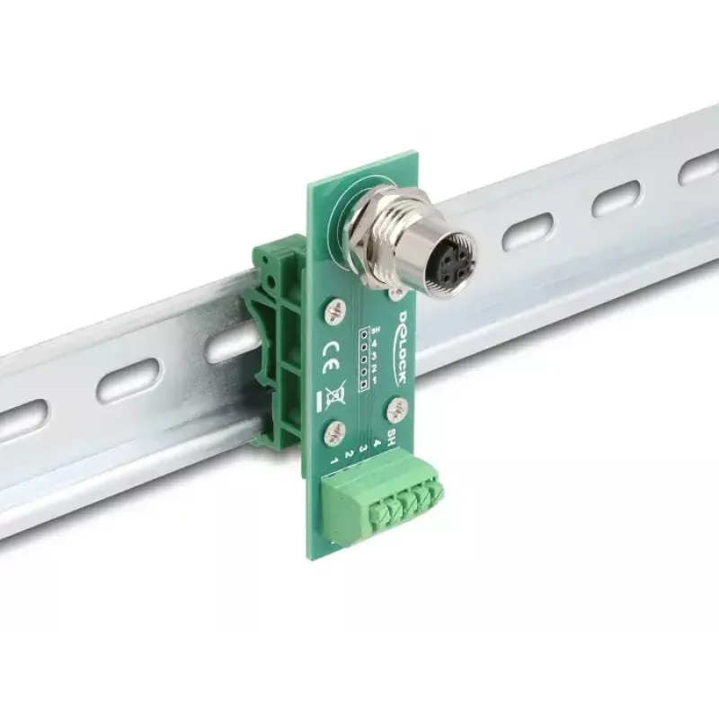 Adaptador de módulo de transferência DeLOCK M12 4 pinos codificação A conector fêmea para bloco de terminais de 5 pinos