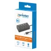 Dock/Hub USB-C Manhattan, portas (x4) com interruptor de ligar/desligar para cada porta: USB-A (x4), 5 Gbps (USB 3.2 Gen1 também conhecido como USB 3.0), universal para todos os dispositivos, alimentação por bus ou AC (conexão opcional, não incluída), cabo 1,5 m, SuperSpeed USB, preto, três anos de garantia