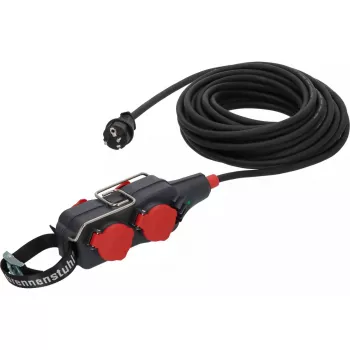Cabo de extensão Brennenstuhl 9161150161 15 m 4 tomadas AC exterior preto vermelho
