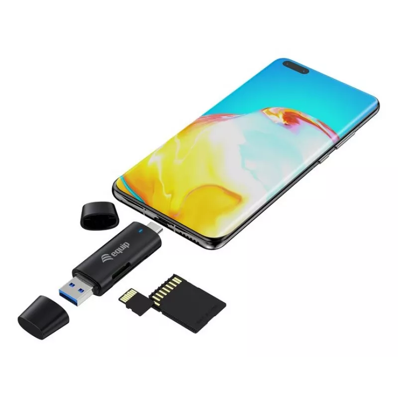 Equip 245462 Leitor de cartões USB 3.2 Gen 1 (3.1 Gen 1) Type-A/Type-C Preto