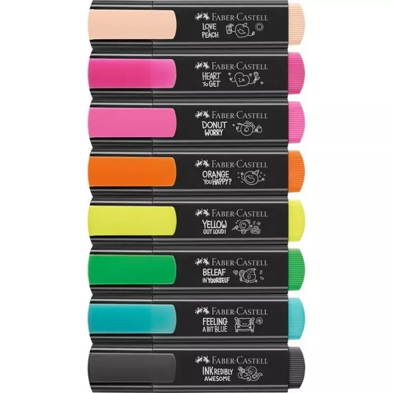 Marcador Faber-Castell Textliner Graffiti 8 unidades ponta biselada Bege Preto Azul Verde Rosa-claro Laranja Rosa Amarelo