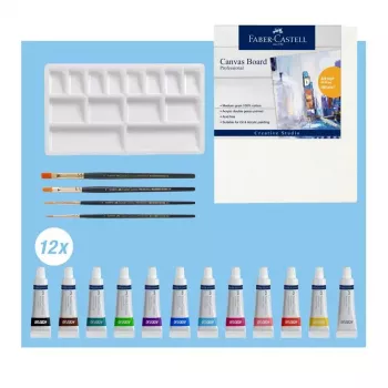 Conjunto de pintura acrílica Faber-Castell Creative Studio 18 peças Multicolorido