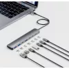 Dock/hub USB-C Manhattan, portas (x7): USB-A (x3) e USB-C (x4), com Power Delivery (PD) 100 W – requer carregador USB-C externo (não incluído). Alimentado por USB (não requer fonte de alimentação externa) quando não é usado PD, alumínio