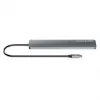 Dock/hub USB-C Manhattan, portas (x7): USB-A (x3) e USB-C (x4), com Power Delivery (PD) 100 W – requer carregador USB-C externo (não incluído). Alimentado por USB (não requer fonte de alimentação externa) quando não é usado PD, alumínio