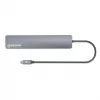 Dock/hub USB-C Manhattan, portas (x7): USB-A (x3) e USB-C (x4), com Power Delivery (PD) 100 W – requer carregador USB-C externo (não incluído). Alimentado por USB (não requer fonte de alimentação externa) quando não é usado PD, alumínio