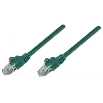 Cabo de rede patch Intellinet, Cat5e, 1m, verde, CCA, U/UTP, PVC, RJ45, contactos banhados a ouro, proteção da patilha, proteção anti-dobra moldada, garantia vitalícia