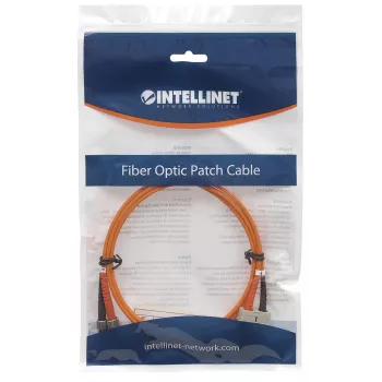 Cabo patch de fibra ótica Intellinet, OM2, ST/SC, 1 m, laranja, duplex, multimodo, 50/125 µm, LSZH, fibra, garantia vitalícia