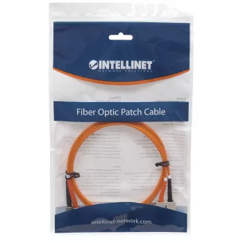 Cabo patch de fibra ótica Intellinet, OM1, ST/SC, 2m, laranja, duplex, multimodo, 62.5/125 µm, LSZH, fibra, garantia vitalícia