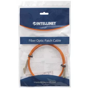 Cabo patch de fibra ótica Intellinet, OM2, LC/LC, 5 m, laranja, duplex, multimodo, 50/125 µm, LSZH, fibra ótica, garantia vitalícia