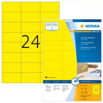Etiquetas coloridas HERMA A4 70x37 mm amarelo papel mate 2400 unidades