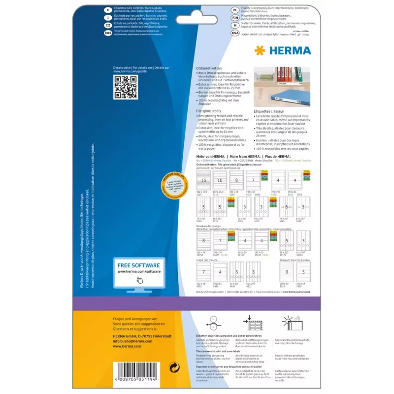 Etiquetas autocolantes para impressora HERMA 5119