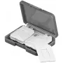 Caixa de armazenamento para cartões de memória GOOBAY 95349 — comporta 4 cartões, compatível com SD/MicroSD/MMC, plástico cinzento transparente