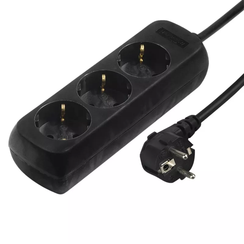 Hama 00108843 Proteção contra sobretensões preta 3 tomada(s) AC 230 V 5 m