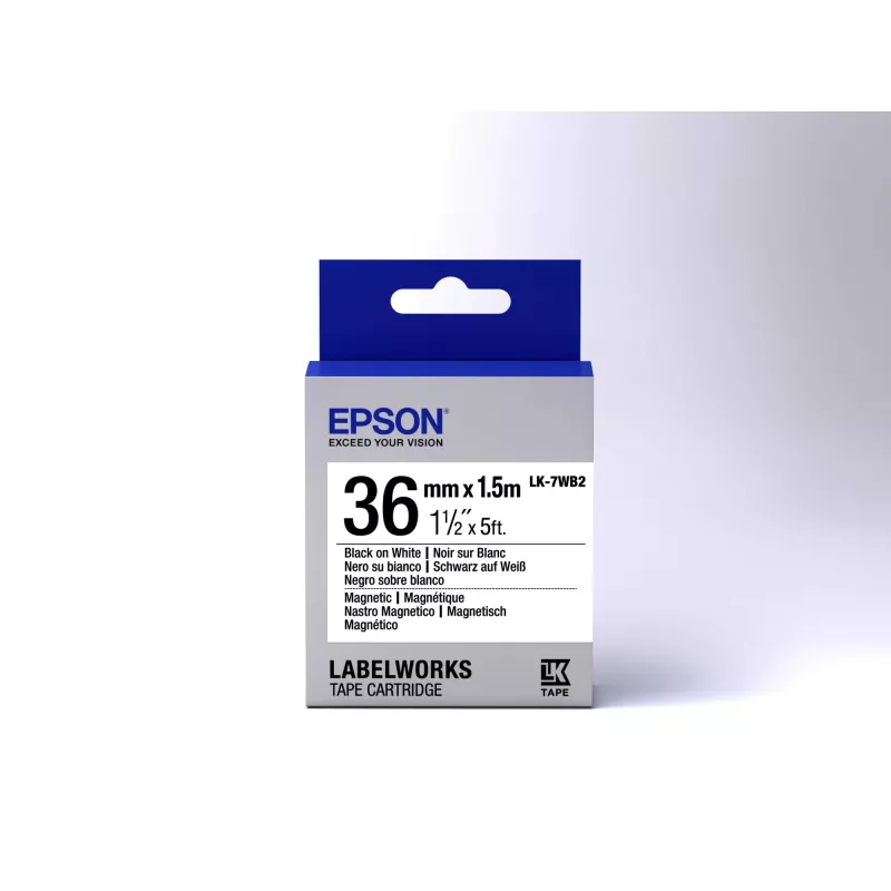 Cartucho de etiquetas Epson Magnetic LK-7WB2 preto/branco 36 mm (1,5 m)