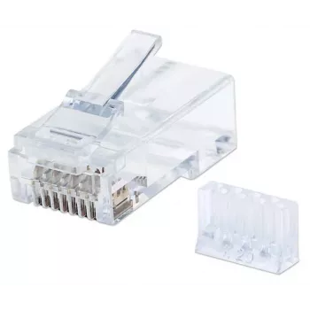 Fichas modulares RJ45 Intellinet, Cat6, UTP, 3 dentes, para fio maciço, contactos banhados a ouro 15 µ, pack de 90
