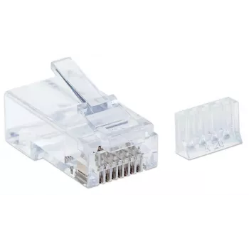 Fichas modulares RJ45 Intellinet, Cat6, UTP, 3 dentes, para fio maciço, contactos banhados a ouro 15 µ, pack de 90