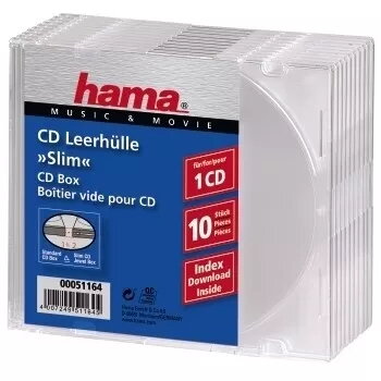 Caixa vazia fina para CD Hama 051164 embalagem 10 transparente 1 disco