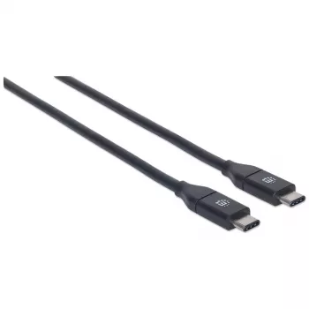 Cabo Manhattan USB-C para USB-C, 50 cm, ficha macho para ficha macho, preto, 10 Gbit/s (USB 3.2 Gen2, também USB 3.1), 3 A (carregamento rápido), SuperSpeed+ USB, garantia vitalícia, corresponde a USB31CC50CM