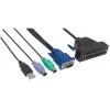 Cabo VGA Intellinet de 1 porta para consola KVM, portas PS2, USB e VGA