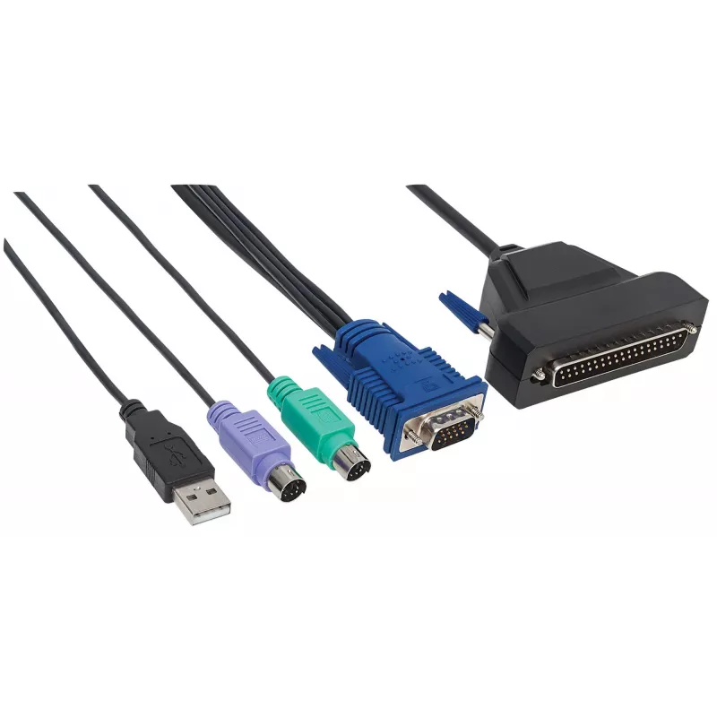 Cabo VGA Intellinet de 1 porta para consola KVM, portas PS2, USB e VGA