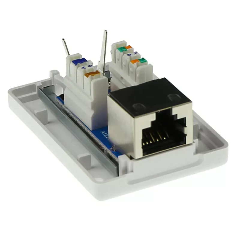 Tomada de ligação de superfície blindada ACT FA5005 para 1× conector fêmea CAT5E, 39×29,5×54 mm