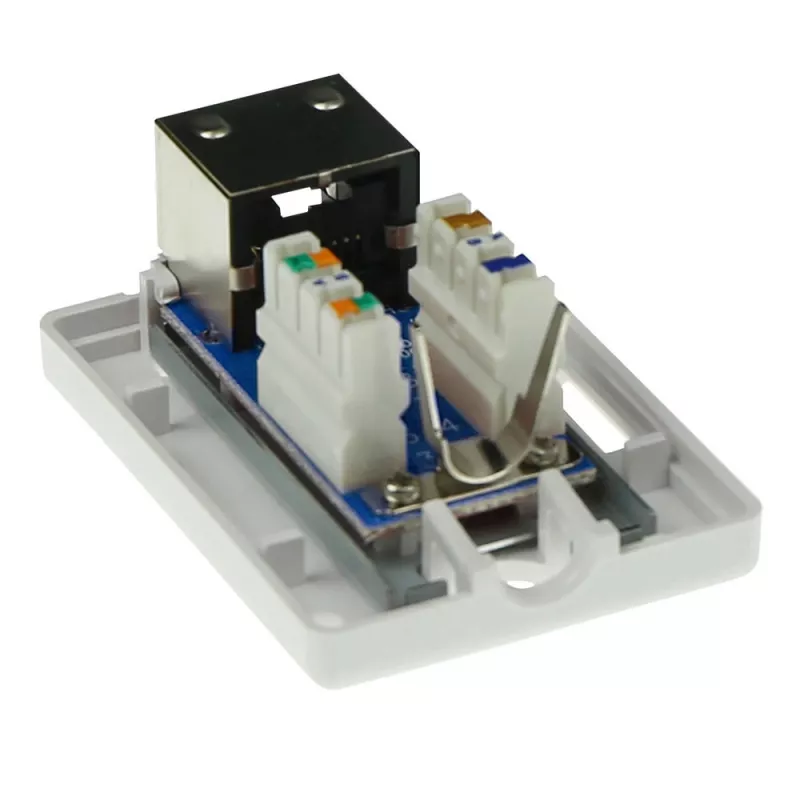 Tomada de ligação de superfície blindada ACT FA5005 para 1× conector fêmea CAT5E, 39×29,5×54 mm