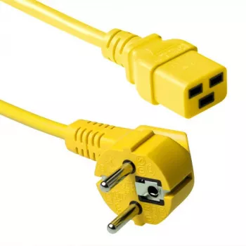Cabo de alimentação ACT CEE 7/7 ficha (angular) - C19 amarelo 1,8 m