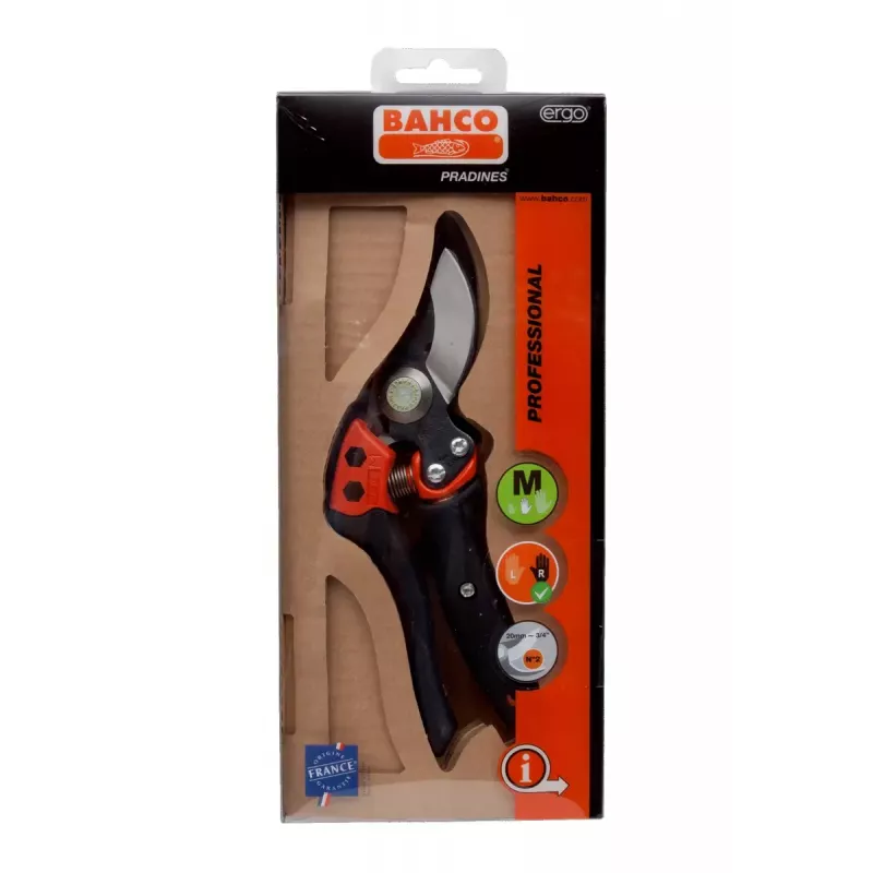 Tesoura de jardim de bypass Bahco PXR-M2 preto vermelho aço inoxidável