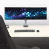 Braço duplo para monitor ACT de escritório prateado fixação por grampo/passagem na mesa 18 kg 17-32 polegadas