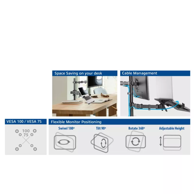ACT AC8305 braço para portátil e monitor até 15,6 polegadas, preto