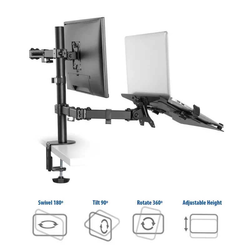ACT AC8305 braço para portátil e monitor até 15,6 polegadas, preto