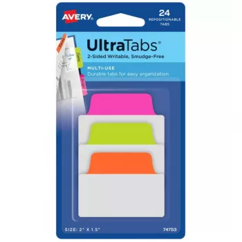 Separadores adesivos Avery Ultra Tabs 74753 verde laranja rosa