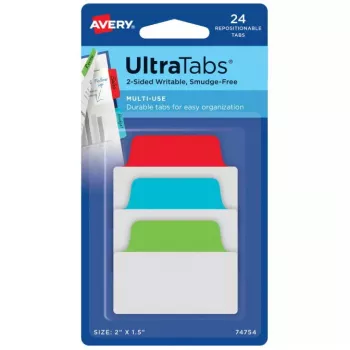 Separadores adesivos Avery Ultra Tabs 74754 azul verde vermelho