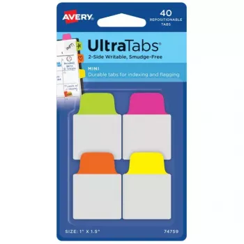 Separadores adesivos Avery Ultra Tabs 74759 verde laranja rosa amarelo