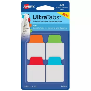 Separadores adesivos Avery Ultra Tabs 74760 azul verde laranja vermelho