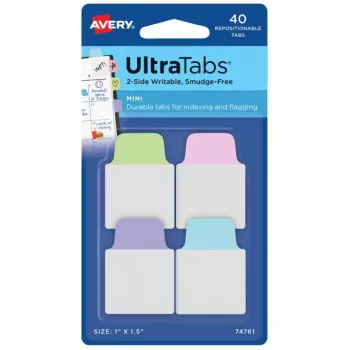 Separadores adesivos Avery Ultra Tabs 74761 azul verde rosa lilás