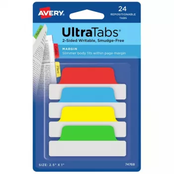 Separadores adesivos Avery Ultra Tabs 74768 azul verde vermelho amarelo
