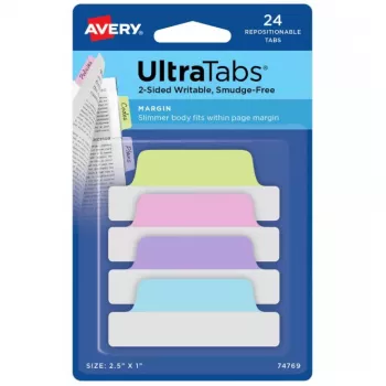 Separadores adesivos Avery Ultra Tabs 74769 azul verde rosa lilás