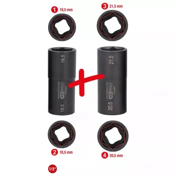 Conjunto de chaves de caixa KS Tools 515.0895 encaixe de 1/2 polegadas 2 chaves de caixa