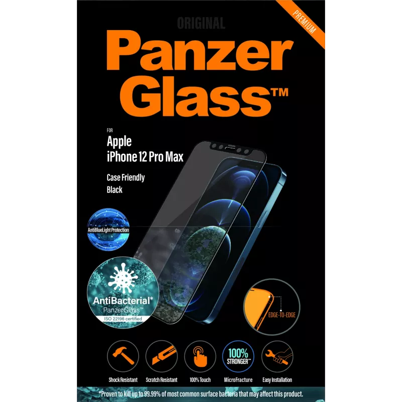 PanzerGlass ® Proteção de ecrã anti-luz azul Apple iPhone 12 Pro Max | Sem moldura