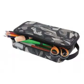 Estojo de lápis macio Herlitz 2 Go poliéster cinzento 210x130x60mm