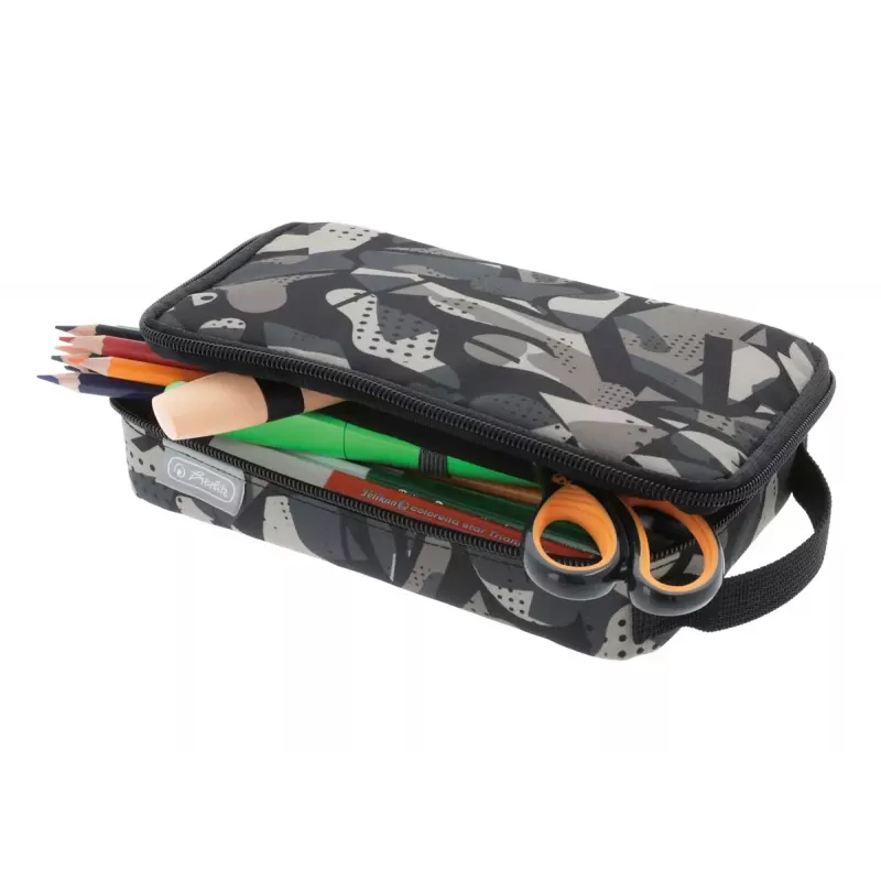 Estojo de lápis macio Herlitz 2 Go poliéster cinzento 210x130x60mm