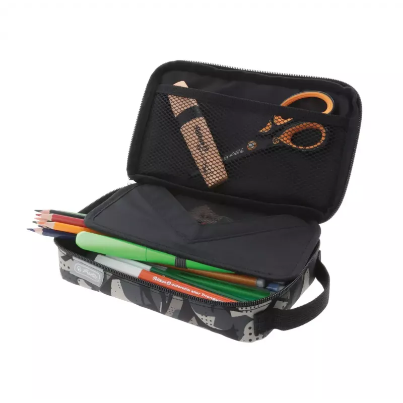Estojo de lápis macio Herlitz 2 Go poliéster cinzento 210x130x60mm